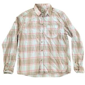 BDG Urban Outfitters Tan Long Sleeve Plaid Cotton Shirt Size Medium